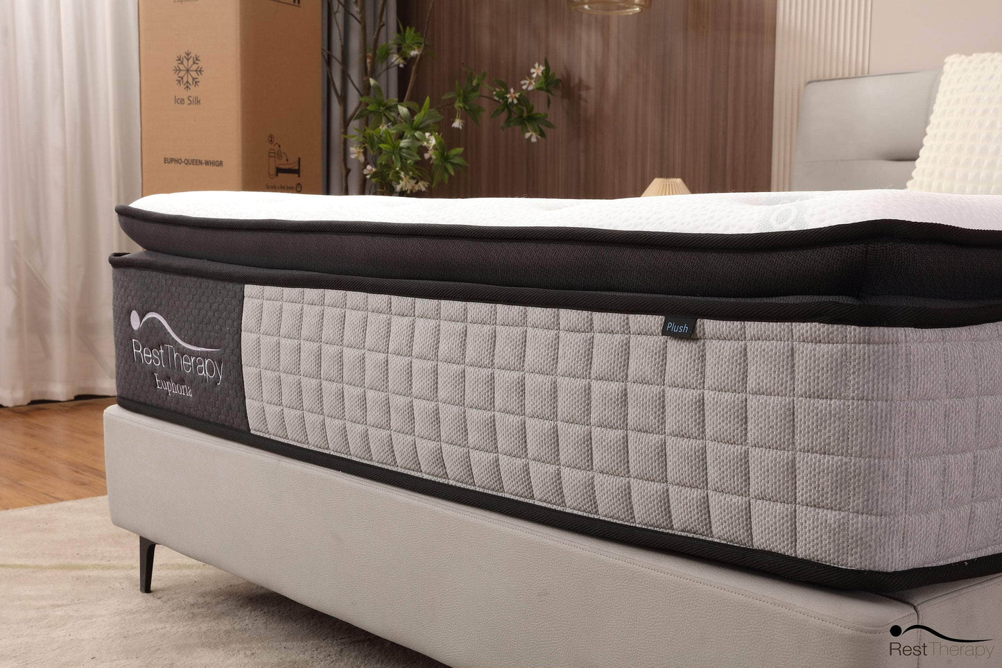 Matelas à ressorts ensachés hybrides en peluche Euphoria Cooling de 14 pouces avec mousse à mémoire de forme Cool Gel - Disponible en 2 tailles