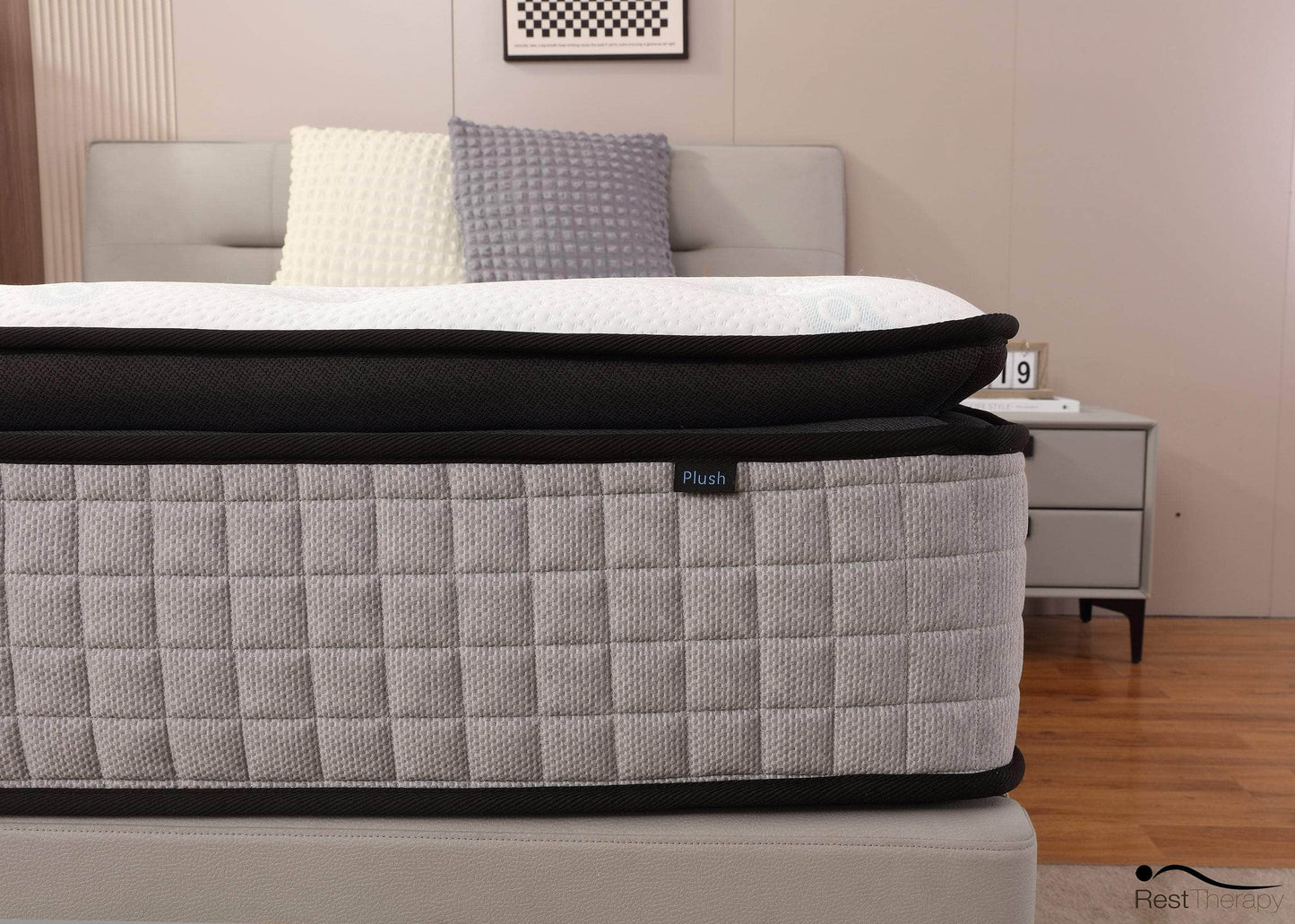 Matelas à ressorts ensachés hybrides en peluche Euphoria Cooling de 14 pouces avec mousse à mémoire de forme Cool Gel - Disponible en 2 tailles