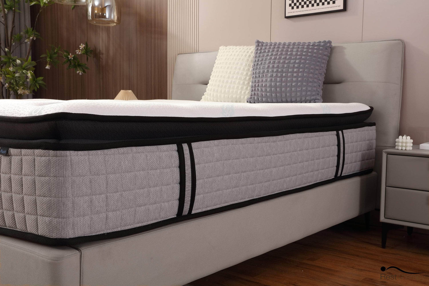 Matelas à ressorts ensachés hybrides en peluche Euphoria Cooling de 14 pouces avec mousse à mémoire de forme Cool Gel - Disponible en 2 tailles