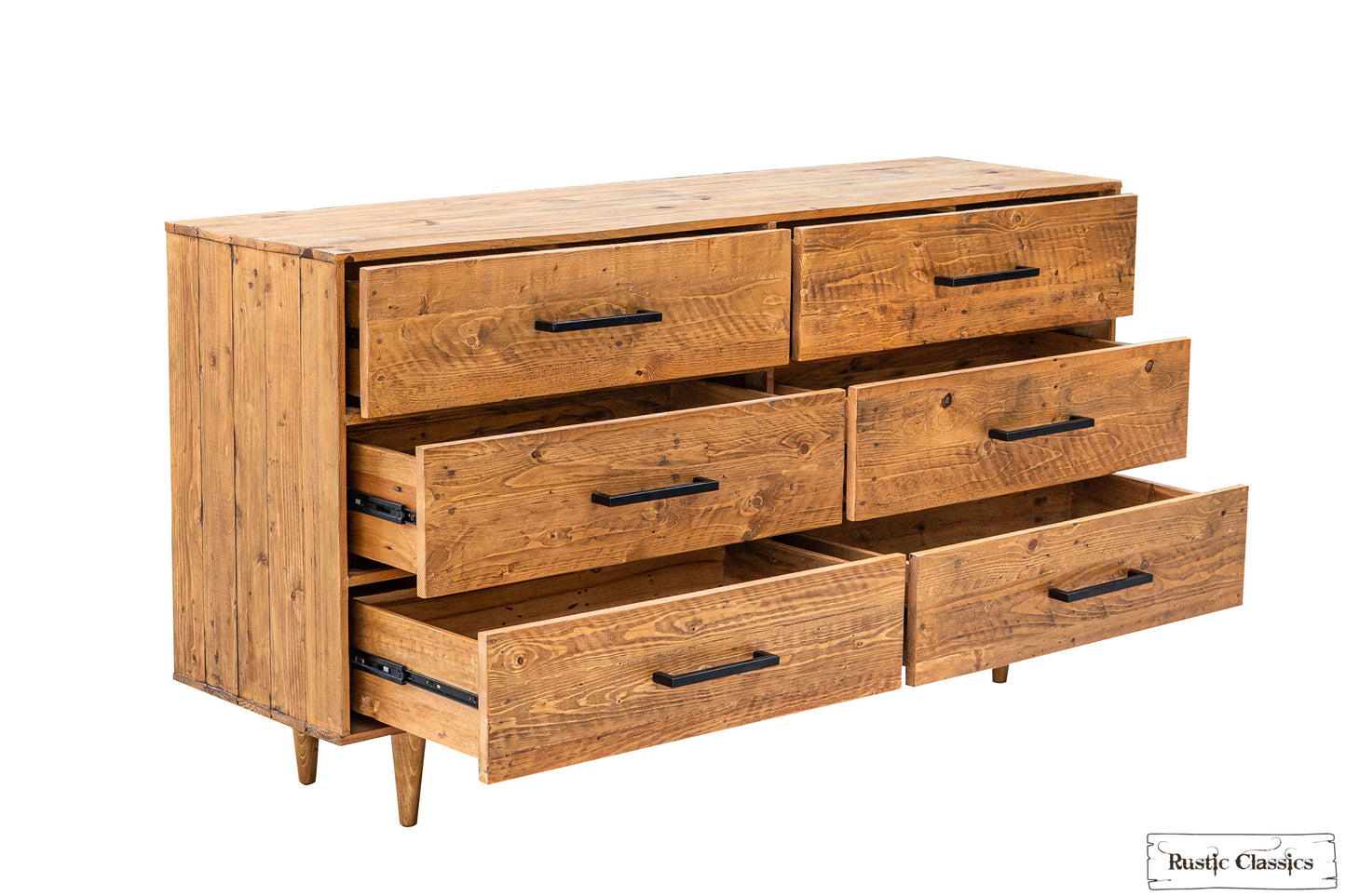 Cypress 5 Piece Reclaimed Wood Platform Bedroom Furniture Set in Spice - Available in 2 Sizes