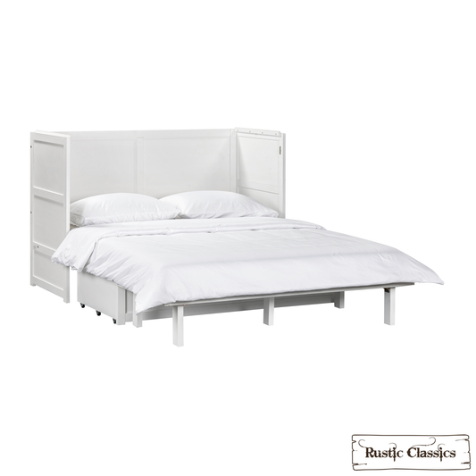 Rustic Classics Murphy Bed Stow Queen Size Murphy Bed Cabinet with Gel Memory Foam Mattress - Available in 4 Colours