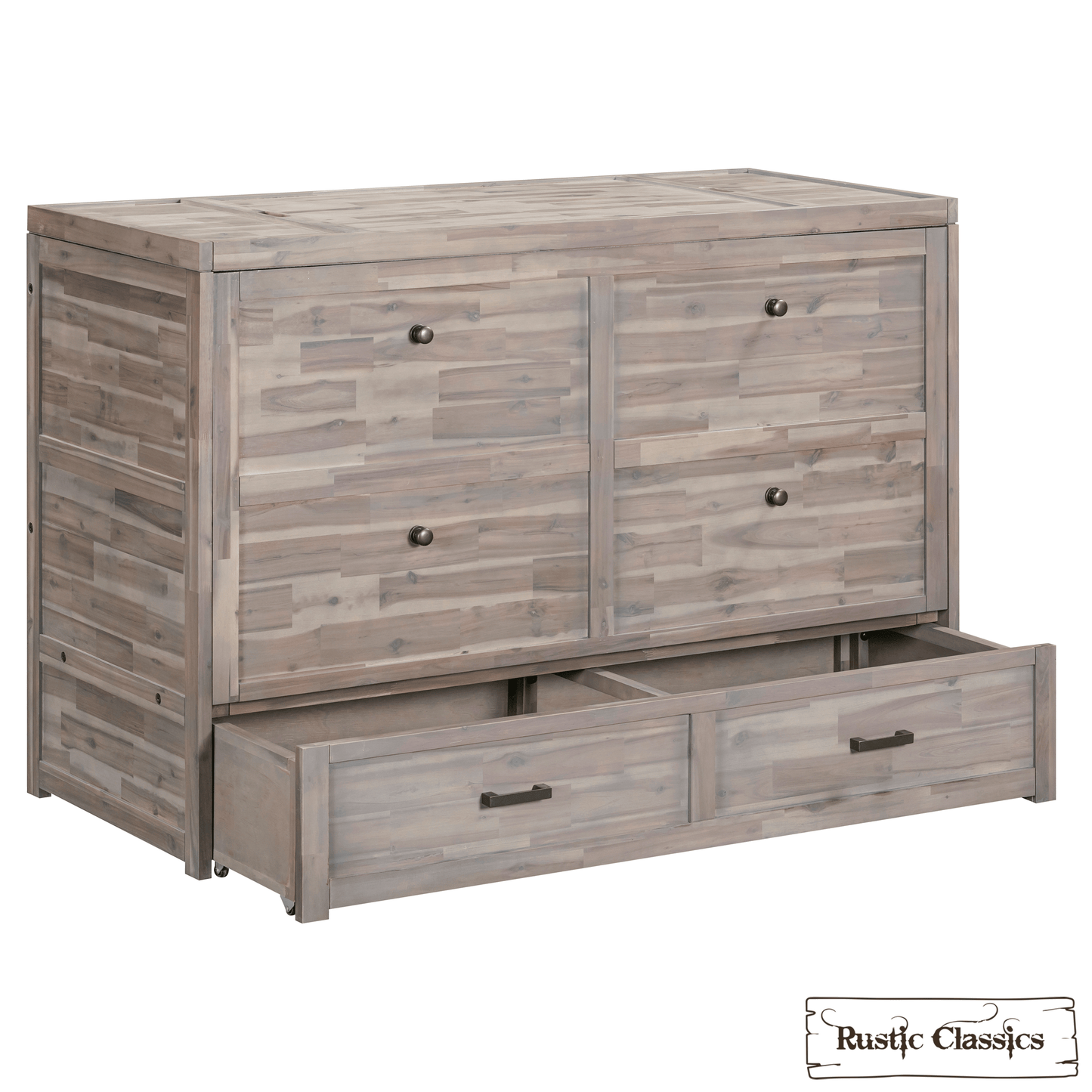 Rustic Classics Murphy Bed Stow Queen Size Murphy Bed Cabinet with Gel Memory Foam Mattress - Available in 4 Colours