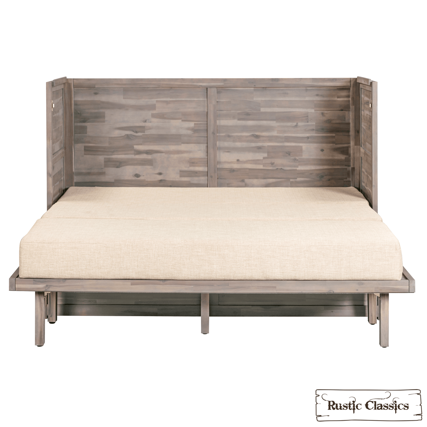 Rustic Classics Murphy Bed Stow Queen Size Murphy Bed Cabinet with Gel Memory Foam Mattress - Available in 4 Colours