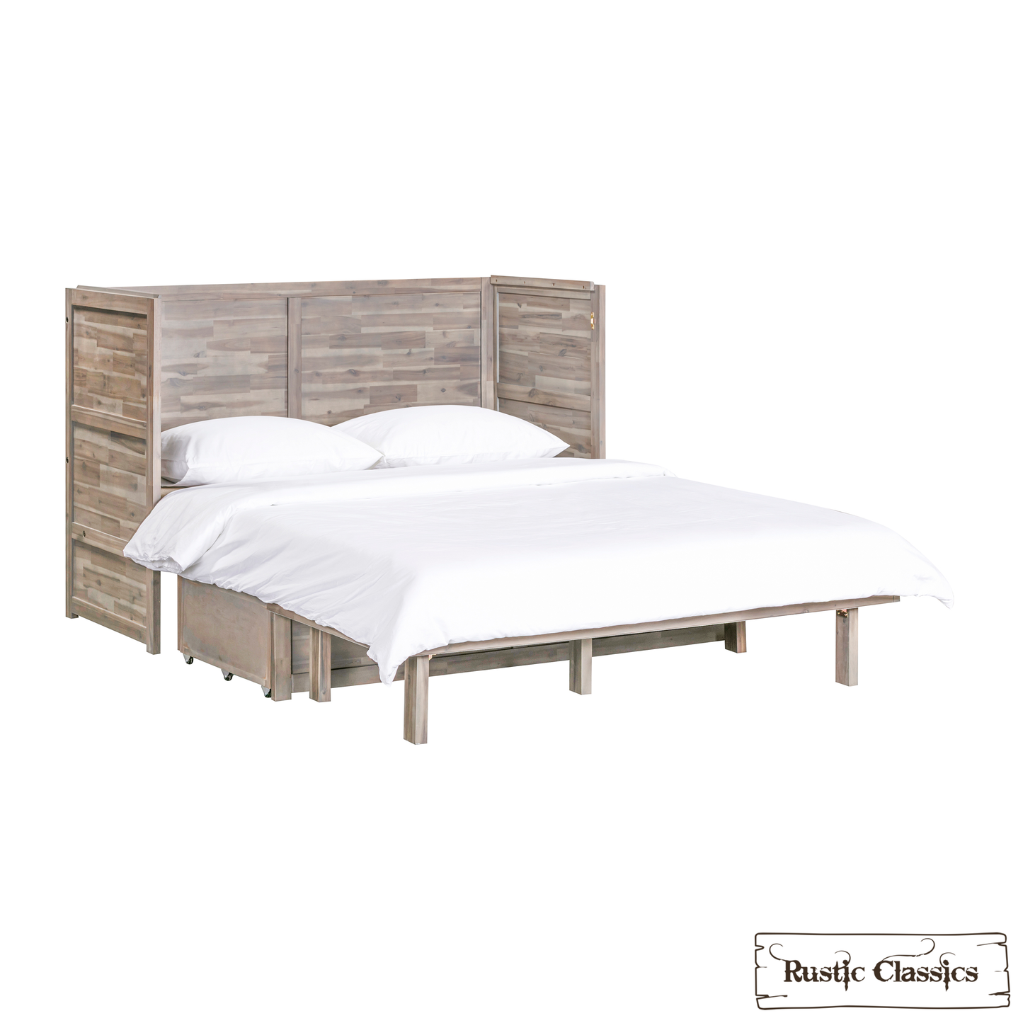 Rustic Classics Murphy Bed Stow Queen Size Murphy Bed Cabinet with Gel Memory Foam Mattress - Available in 4 Colours