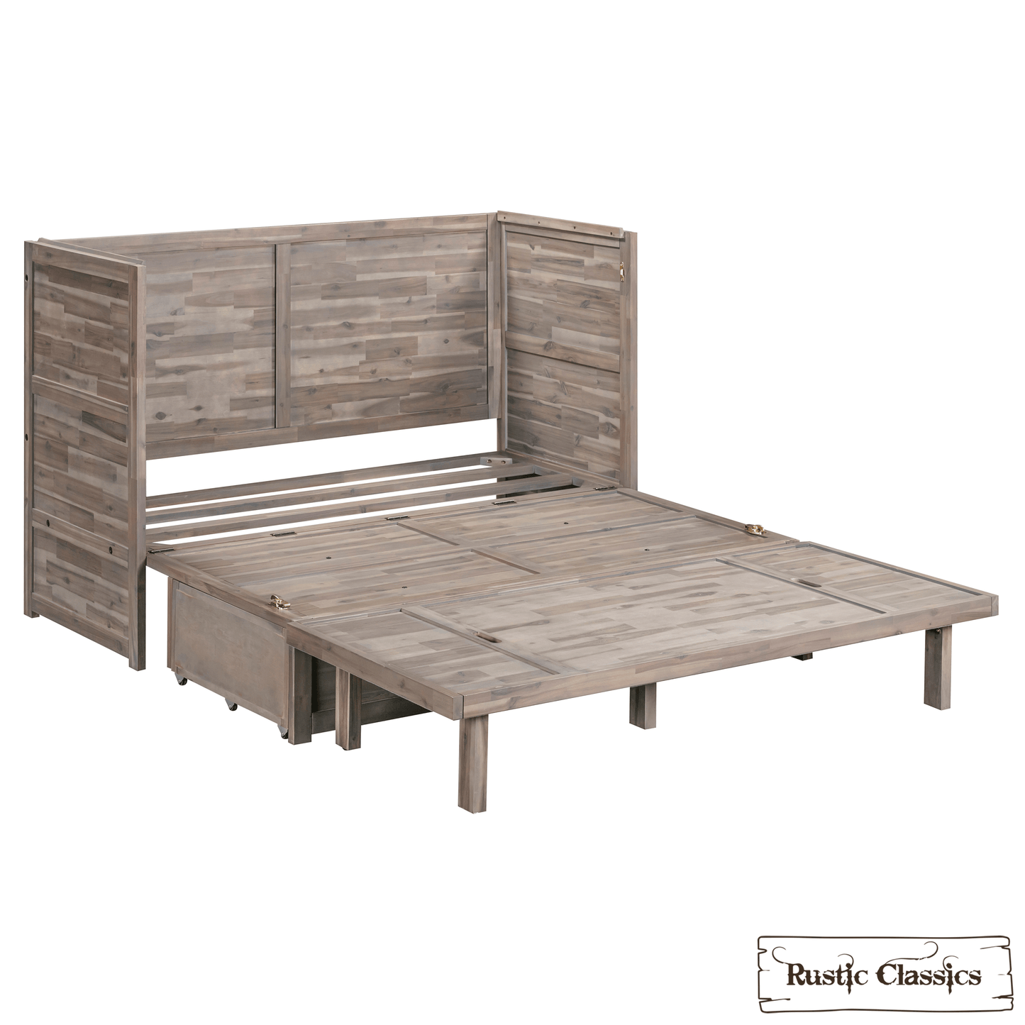Rustic Classics Murphy Bed Stow Queen Size Murphy Bed Cabinet with Gel Memory Foam Mattress - Available in 4 Colours