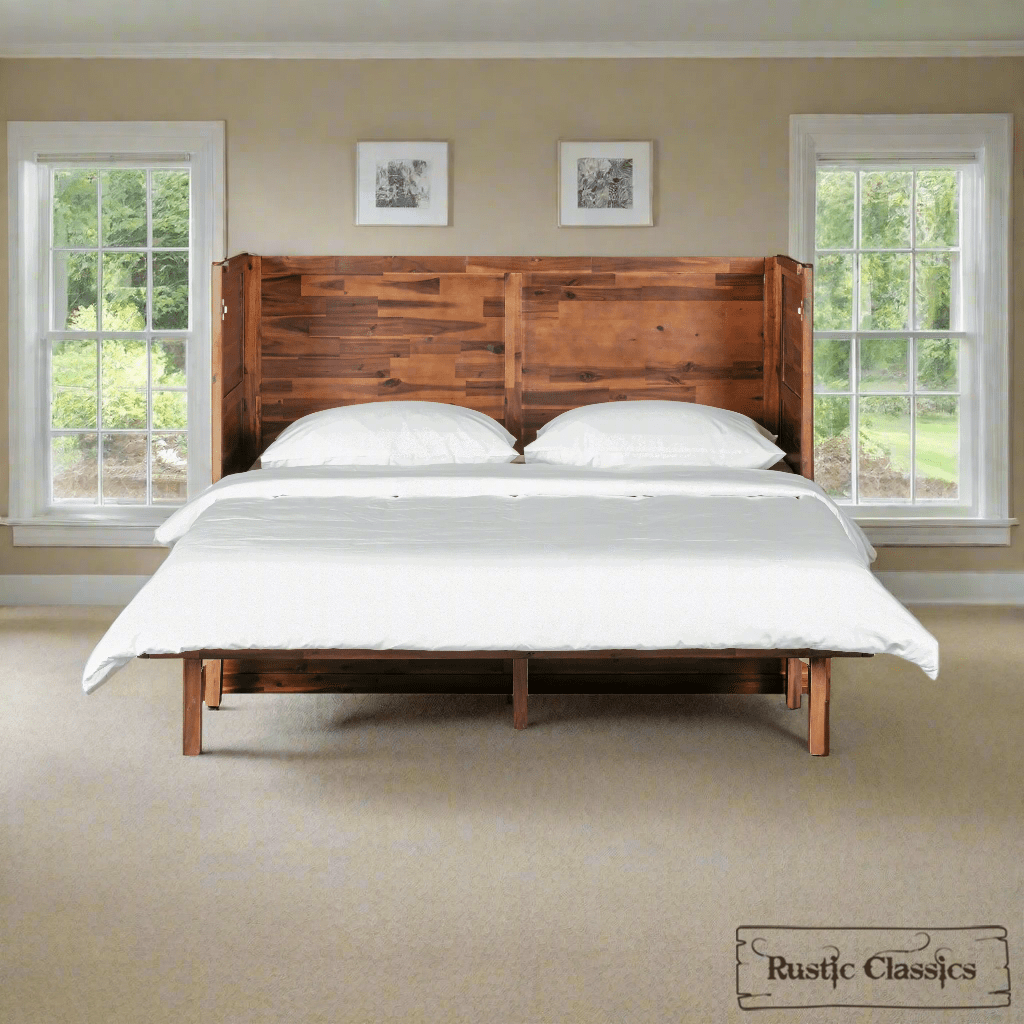 Rustic Classics Murphy Bed Stow Queen Size Murphy Bed Cabinet with Gel Memory Foam Mattress - Available in 4 Colours