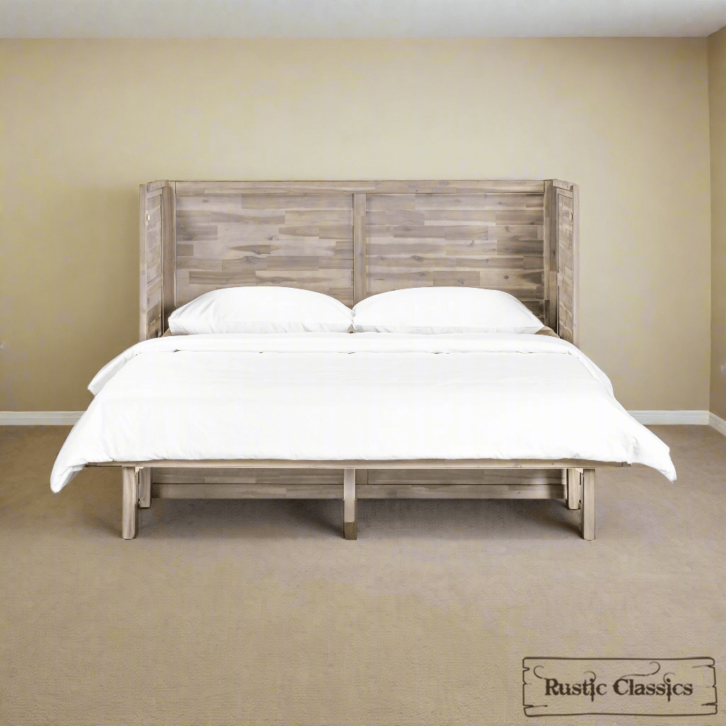 Rustic Classics Murphy Bed Stow Queen Size Murphy Bed Cabinet with Gel Memory Foam Mattress - Available in 4 Colours