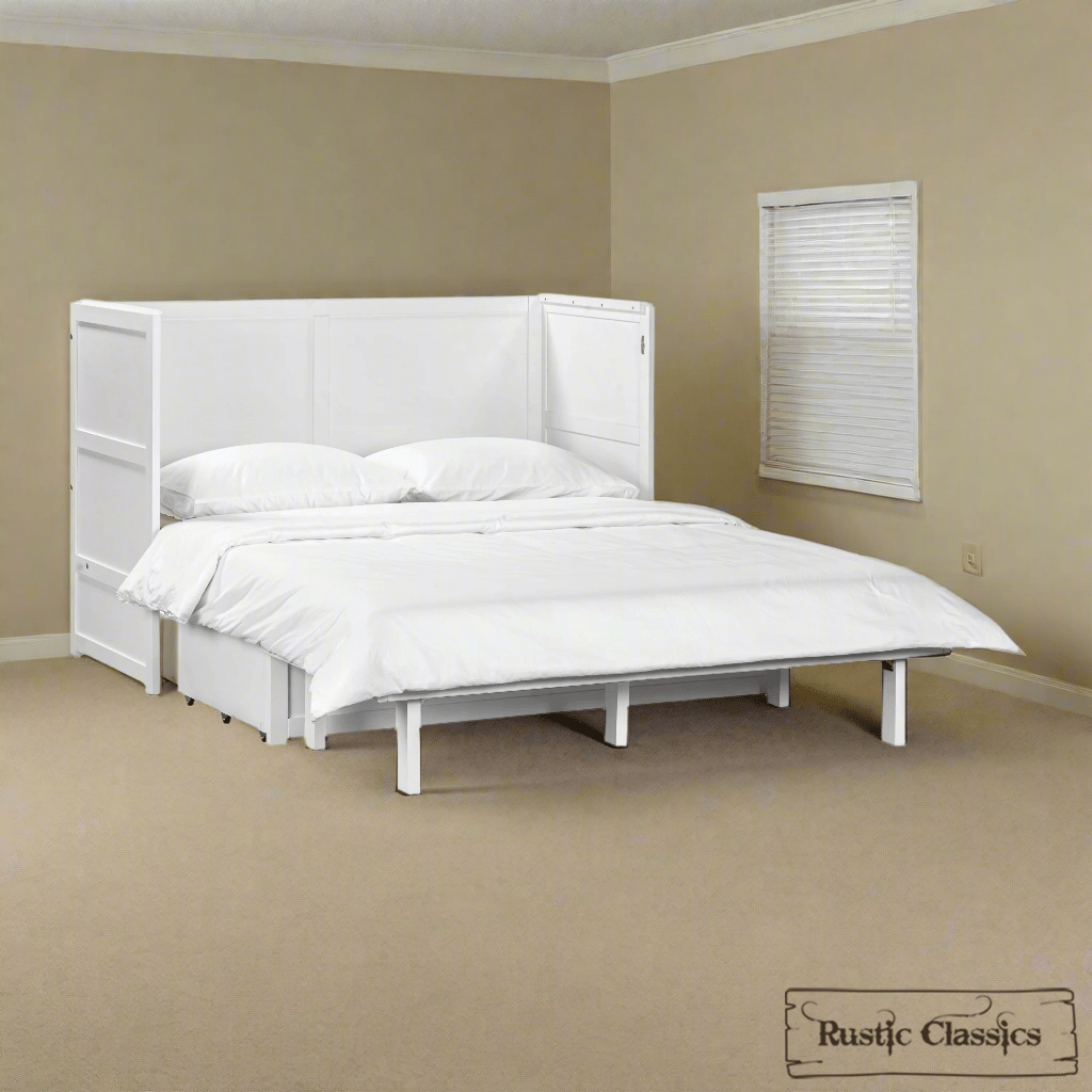 Rustic Classics Murphy Bed Stow Queen Size Murphy Bed Cabinet with Gel Memory Foam Mattress - Available in 4 Colours