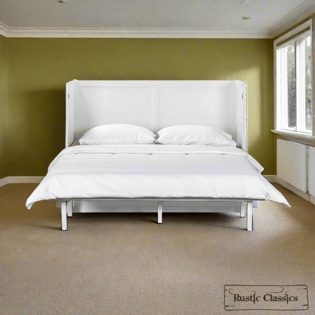 Rustic Classics Murphy Bed Stow Queen Size Murphy Bed Cabinet with Gel Memory Foam Mattress - Available in 4 Colours