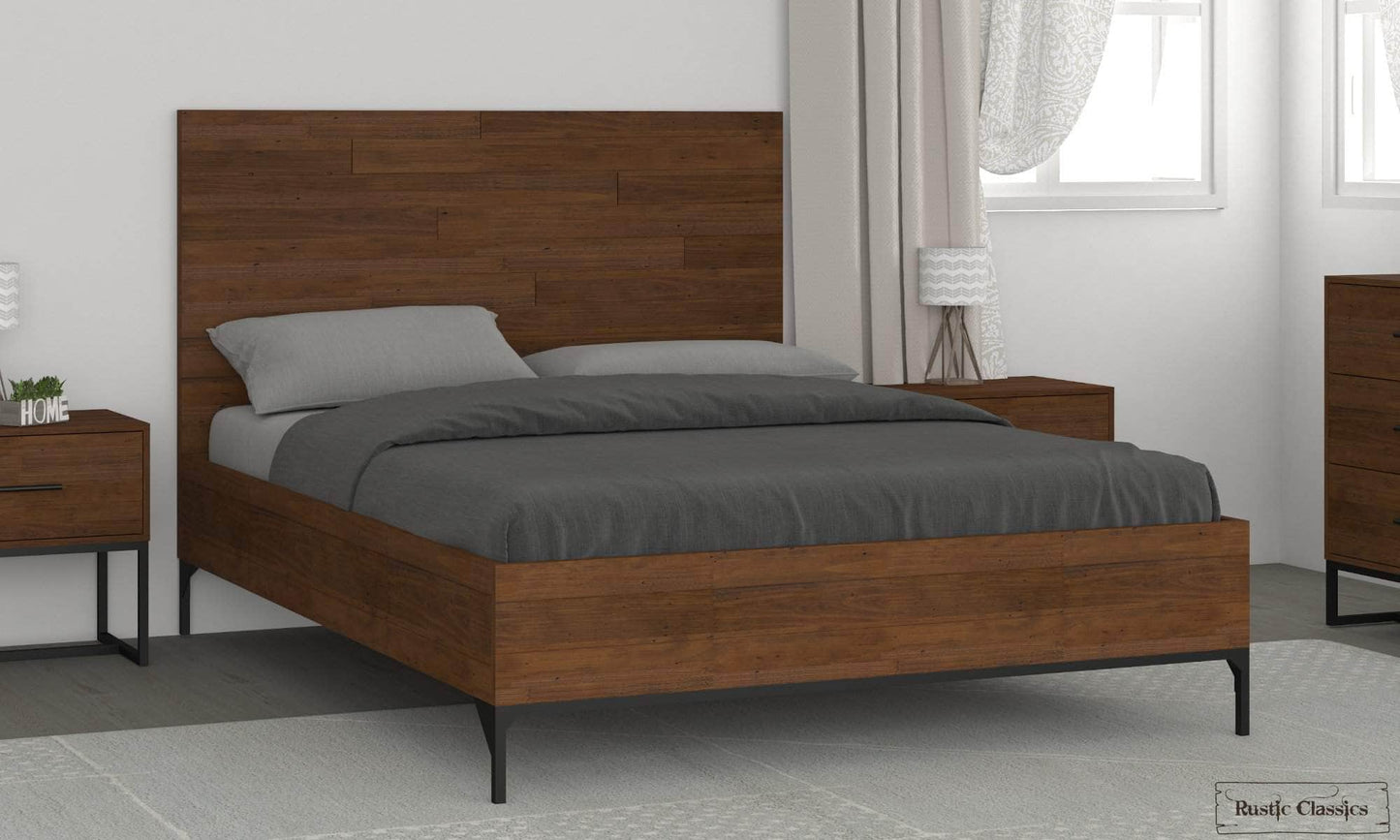 Rustic Classics Bed Blackcomb Reclaimed Wood and Metal Platform Bed in Coffee Bean - Available in 2 Sizes