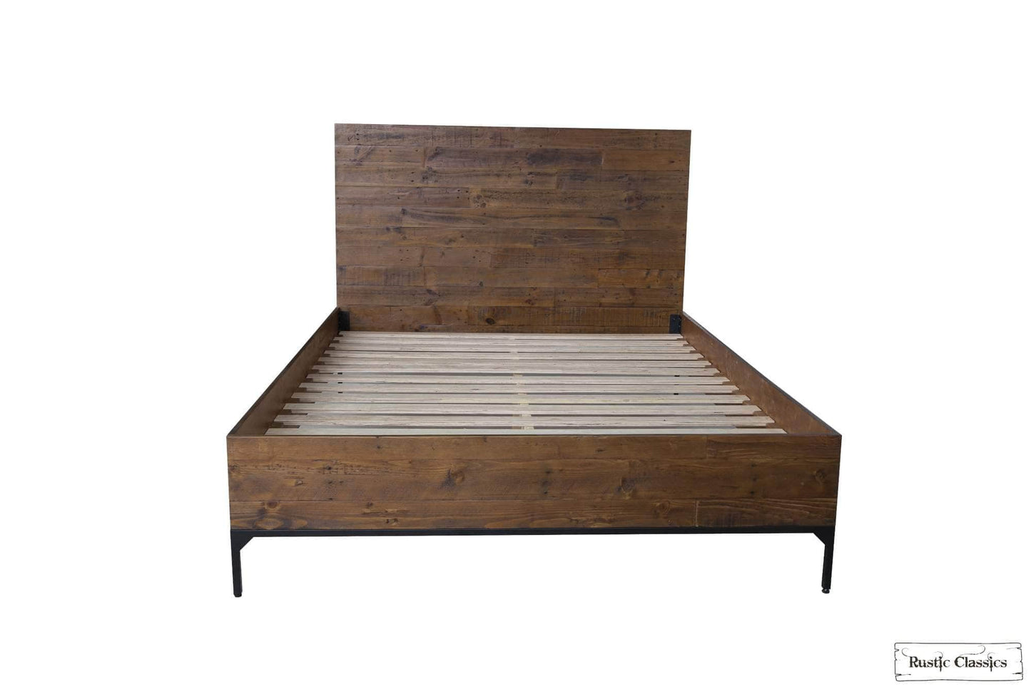 Rustic Classics Bed Blackcomb Reclaimed Wood and Metal Platform Bed in Coffee Bean - Available in 2 Sizes