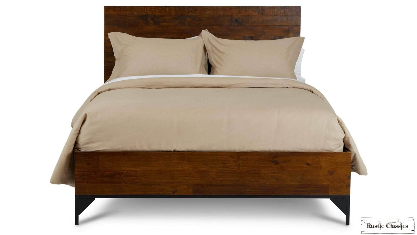 Rustic Classics Bed Blackcomb Reclaimed Wood and Metal Platform Bed in Coffee Bean - Available in 2 Sizes