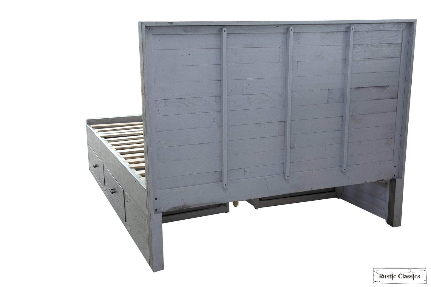 Rustic Classics Bed Whistler Reclaimed Wood Platform Bed with 4 Storage Drawers in Grey - Available in 2 Sizes