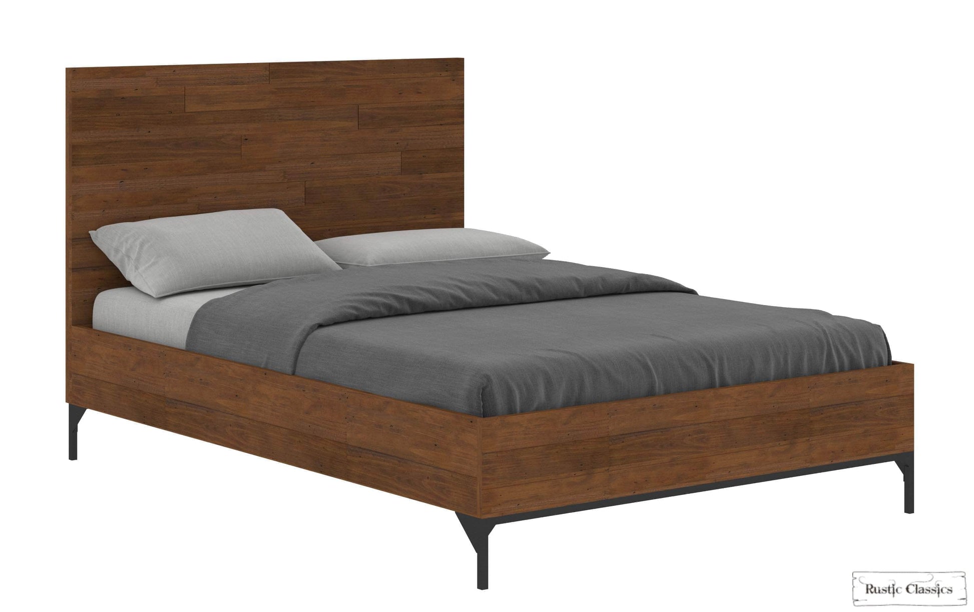 Rustic Classics Bedroom Set Blackcomb 4 Piece Reclaimed Wood and Metal Platform Bedroom Furniture Set in Coffee Bean - Available in 2 Sizes