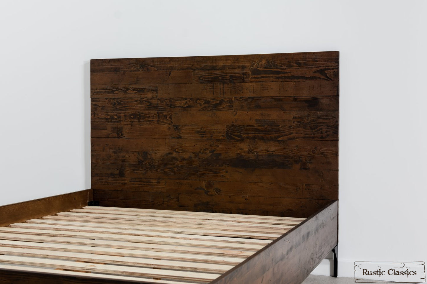 Blackcomb Reclaimed Wood and Metal Platform Bed in Coffee Bean - Available in 2 Sizes