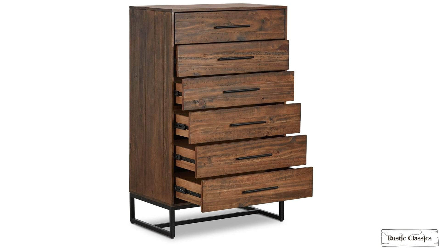 Rustic Classics Drawer Chest Blackcomb Reclaimed Wood and Metal 6 Drawer Chest in Coffee Bean