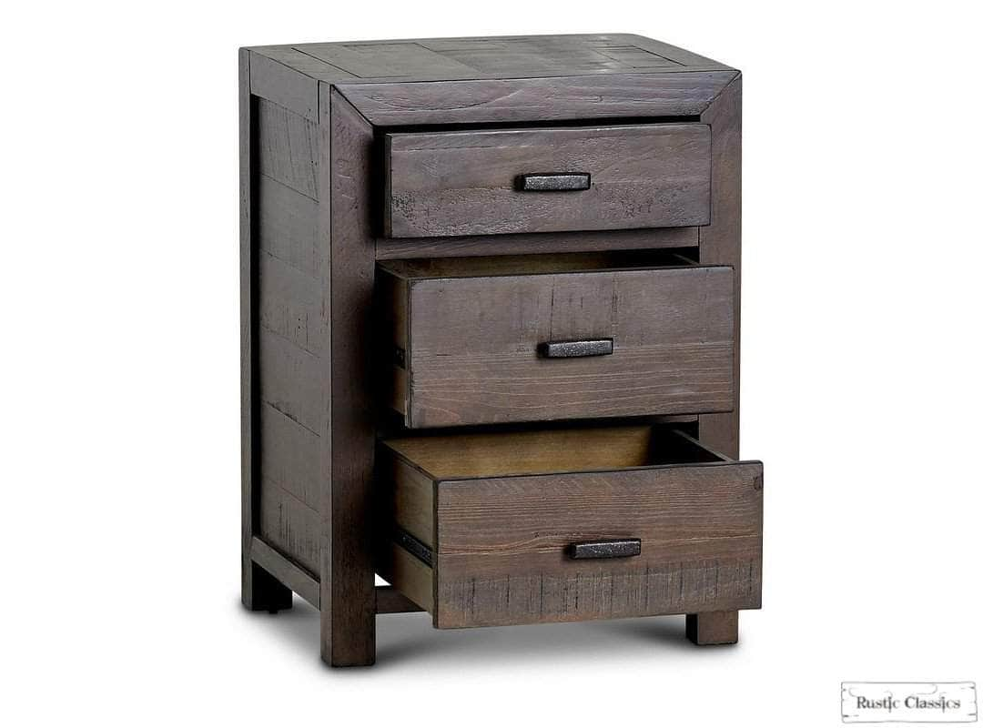 Rustic Classics Nightstand Whistler Reclaimed Wood 3 Drawer Nightstand in Brown