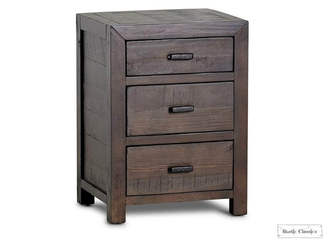 Rustic Classics Nightstand Whistler Reclaimed Wood 3 Drawer Nightstand in Brown