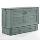 Night and Day Murphy Cabinet Bed Antique Blue Poppy Cabinet Murphy Bed with Queen Gel Memory Foam Mattress - Available in 4 Colours