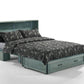 Night and Day Murphy Cabinet Bed Antique Blue Poppy Cabinet Murphy Bed with Queen Gel Memory Foam Mattress - Available in 7 Colours