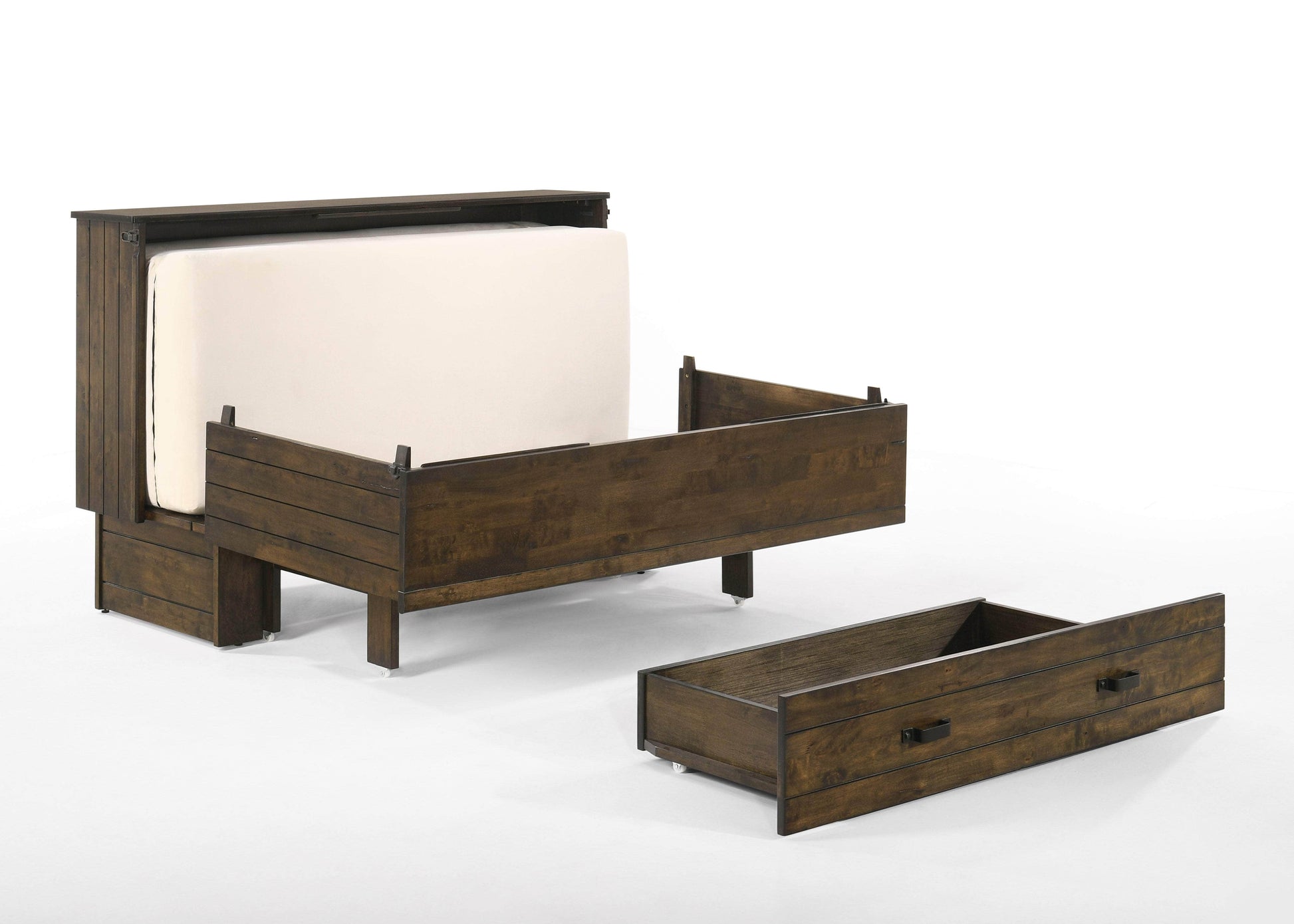 Night and Day Murphy Cabinet Bed Big Sky Murphy Cabinet Bed with Gel Memory Foam Mattress in Wildwood Brown