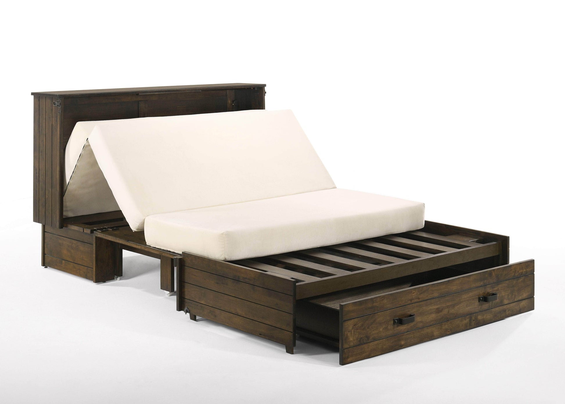 Night and Day Murphy Cabinet Bed Big Sky Murphy Cabinet Bed with Gel Memory Foam Mattress in Wildwood Brown