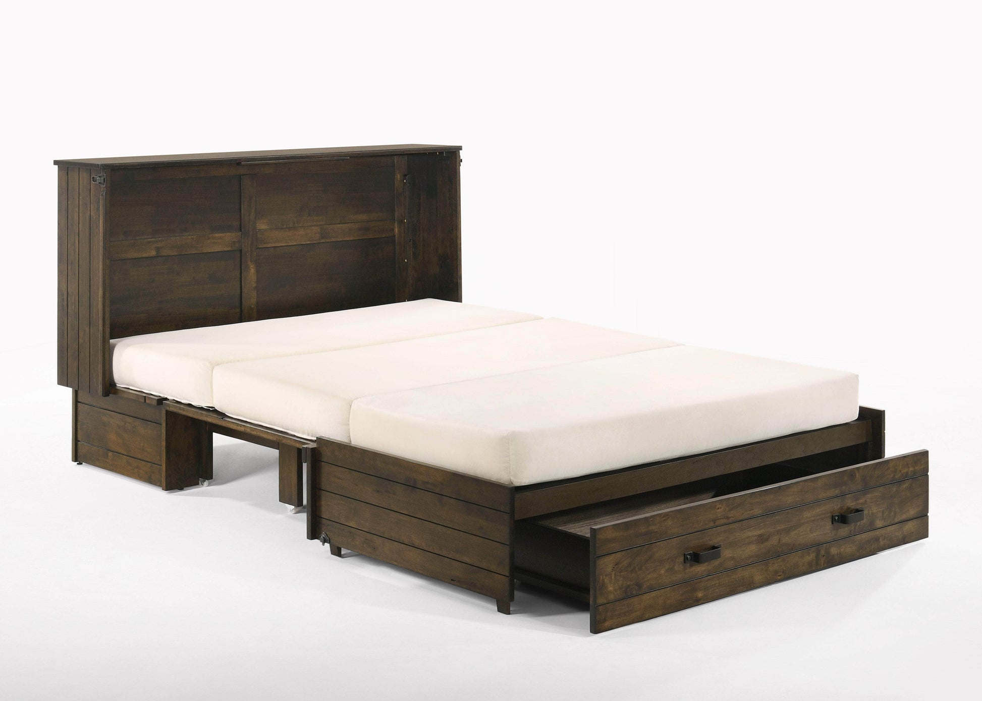 Night and Day Murphy Cabinet Bed Big Sky Murphy Cabinet Bed with Gel Memory Foam Mattress in Wildwood Brown