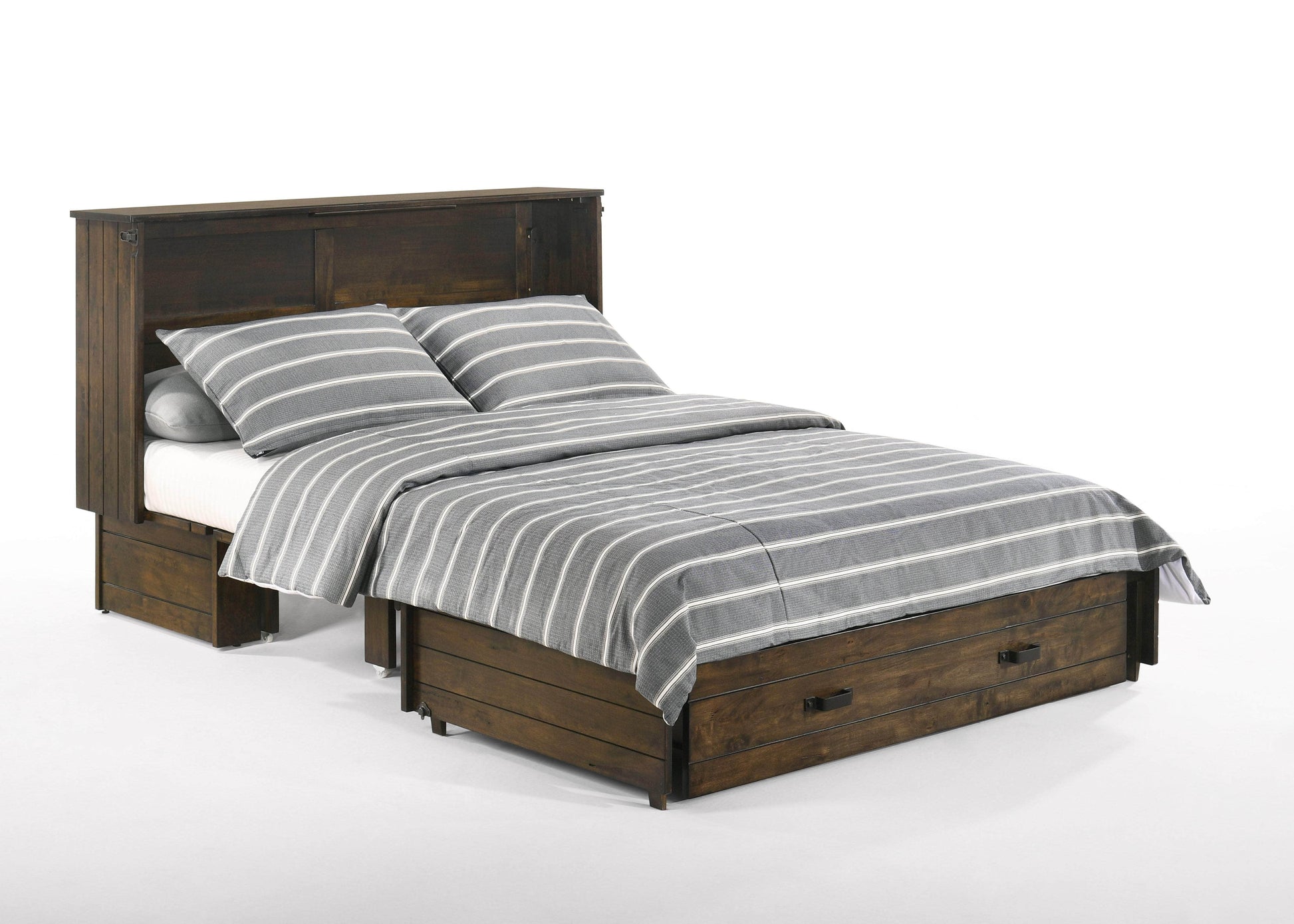 Night and Day Murphy Cabinet Bed Big Sky Murphy Cabinet Bed with Gel Memory Foam Mattress in Wildwood Brown