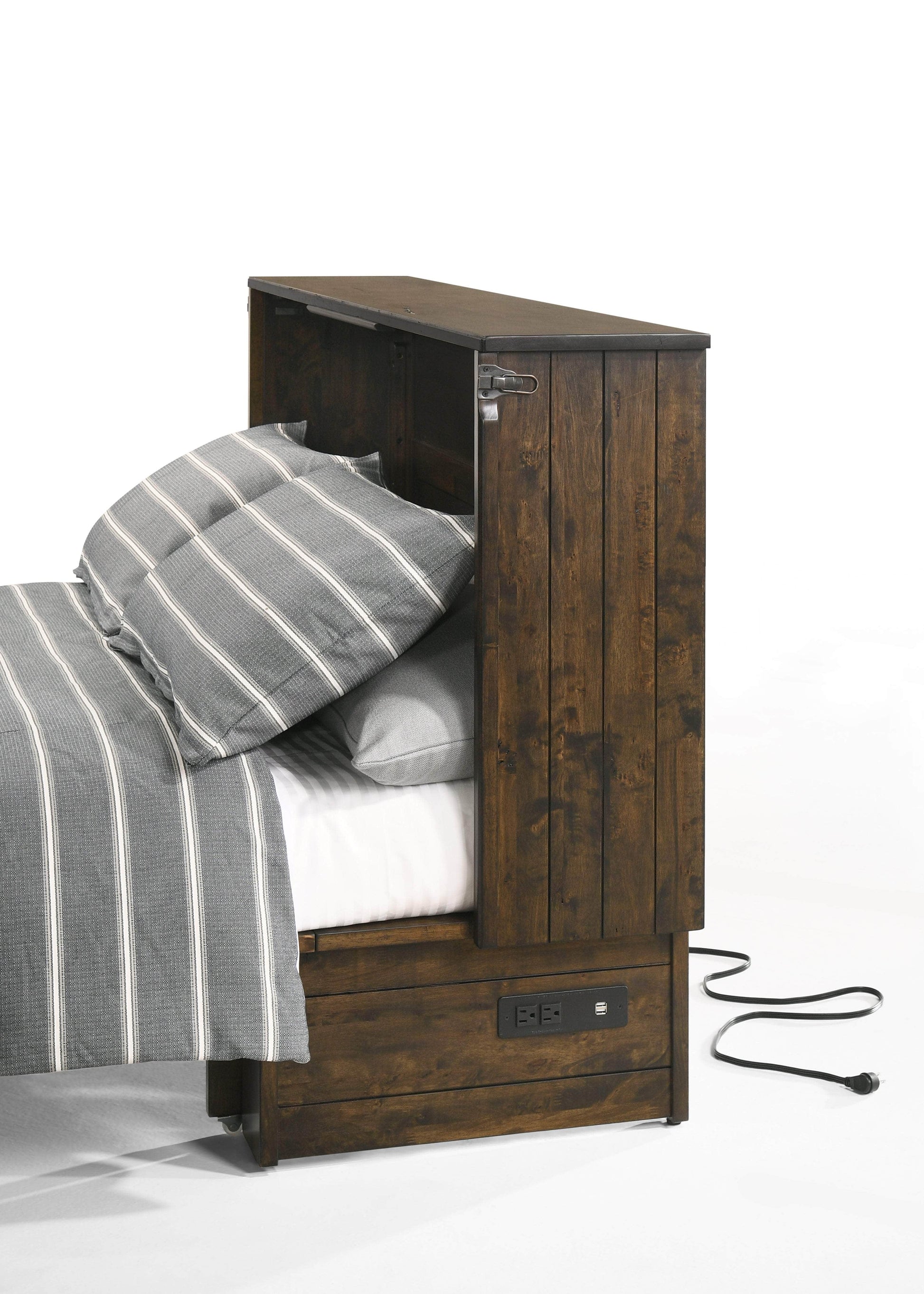 Night and Day Murphy Cabinet Bed Big Sky Murphy Cabinet Bed with Gel Memory Foam Mattress in Wildwood Brown