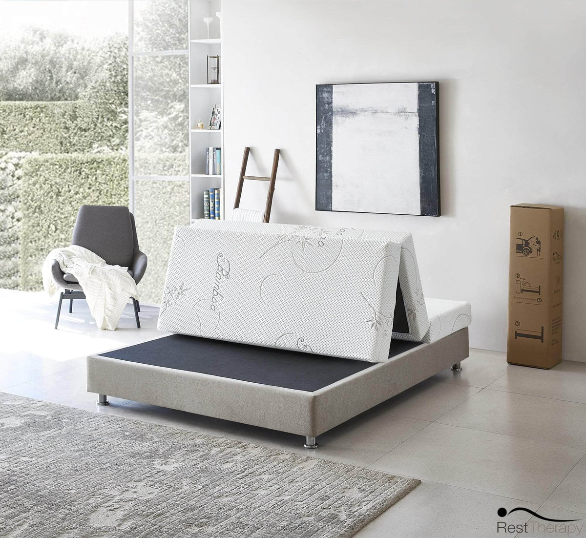 Rest Therapy 6 Inch Exhilarate Tri Fold Bamboo Cool Gel Memory Foam Mattress, image 4