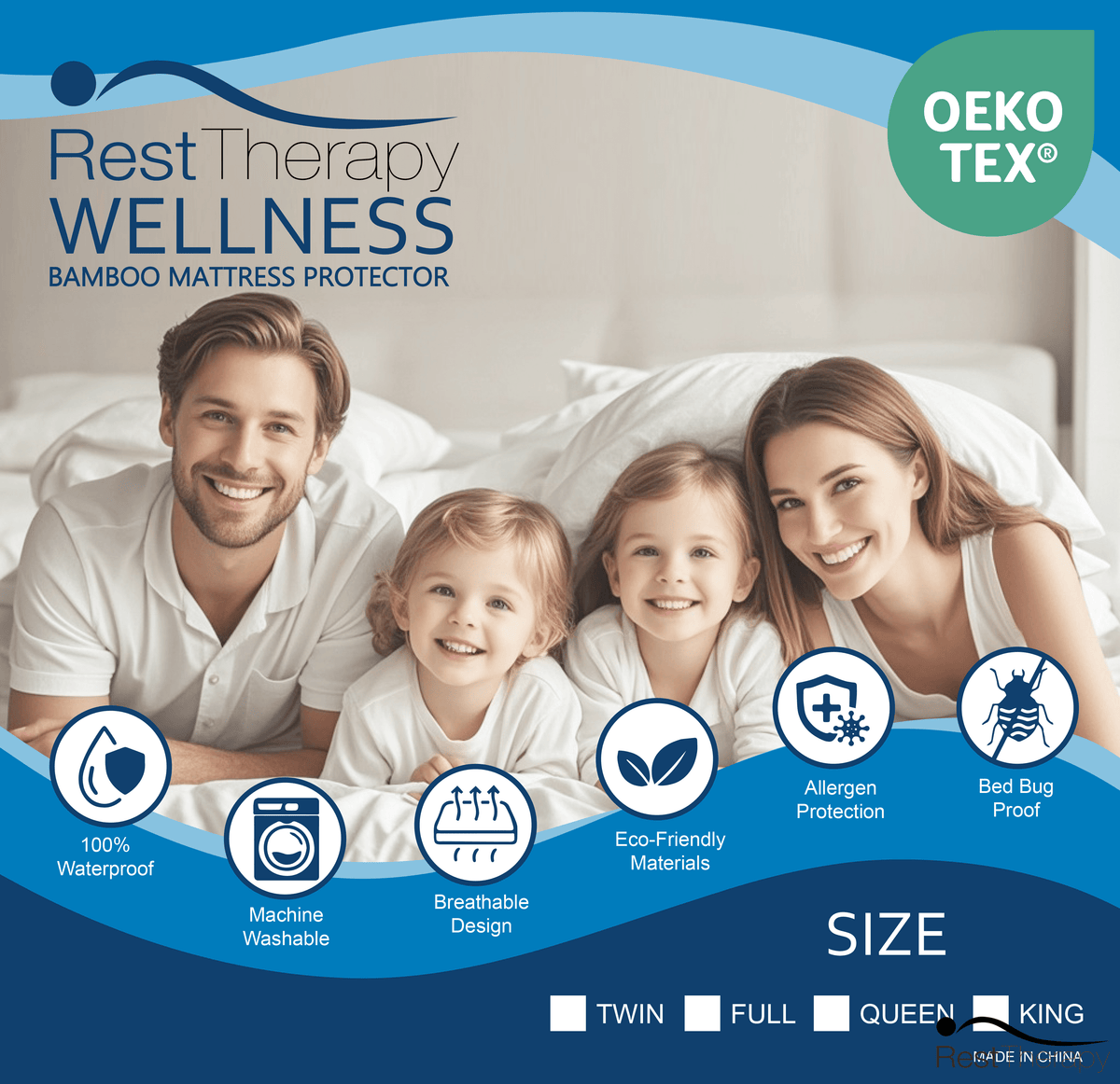 Rest Therapy Wellness Bamboo Mattress Protector, image 5