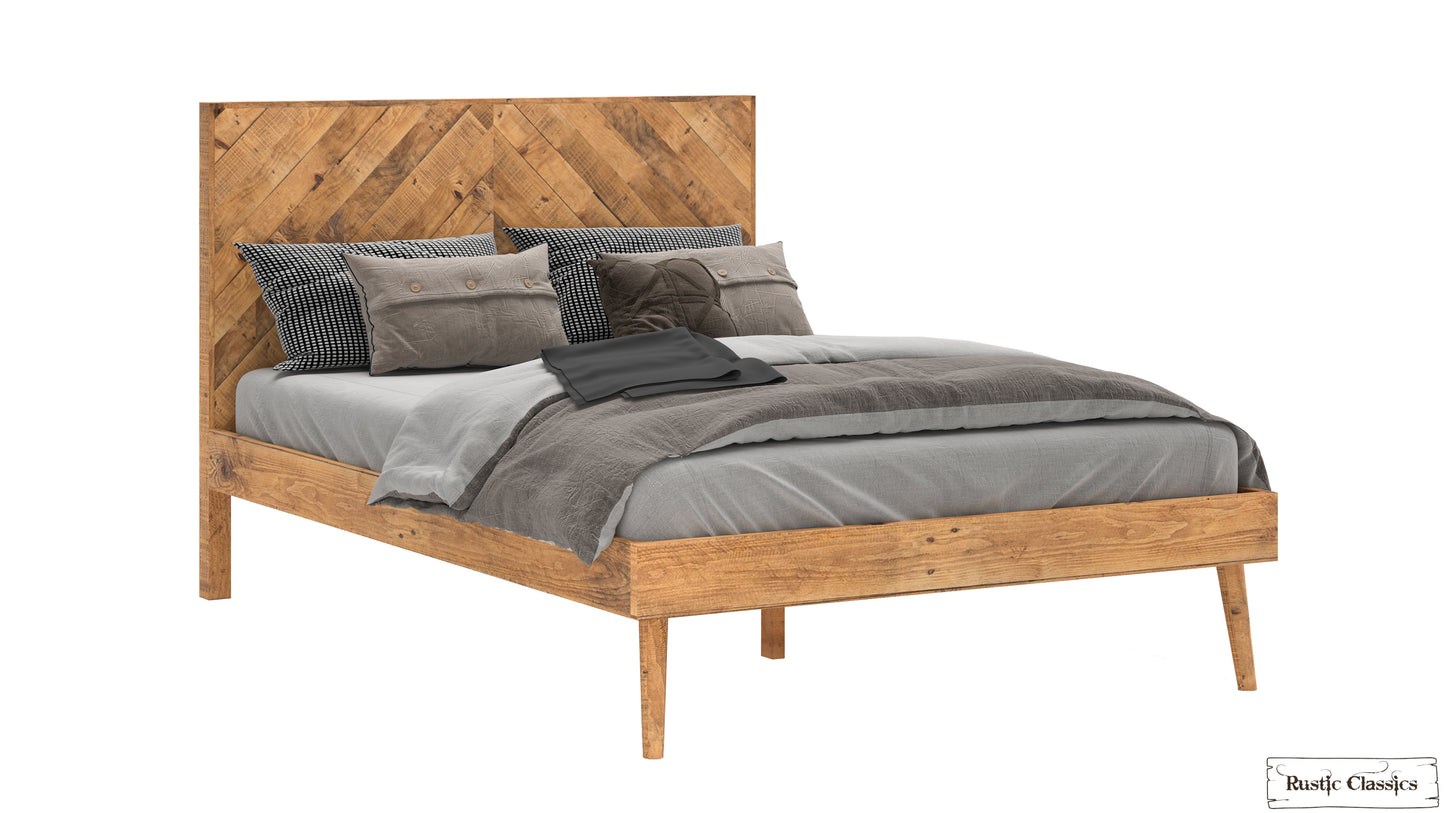 Cypress 4 Piece Reclaimed Wood Platform Bedroom Furniture Set in Spice - Available in 2 Sizes
