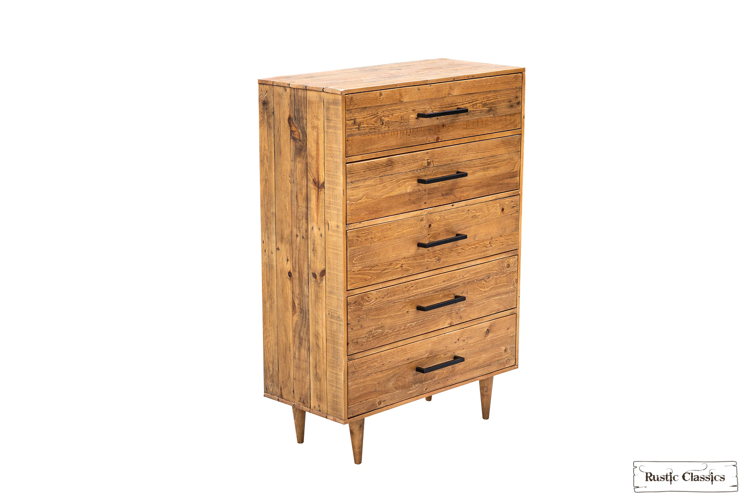 Cypress Reclaimed Wood 5 Drawer Chest in Spice