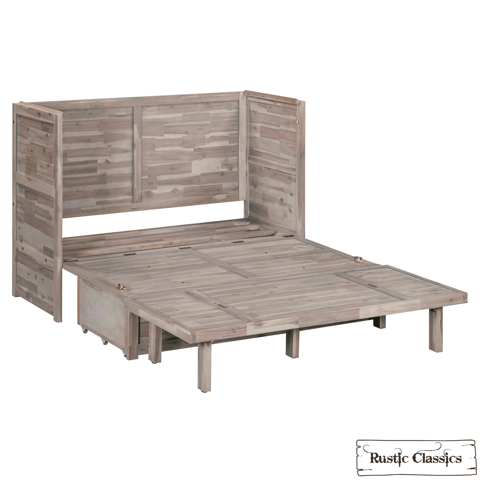 Rustic Classics Murphy Bed Stow Full Size Murphy Bed Cabinet with Gel Memory Foam Mattress - Available in 4 Colours