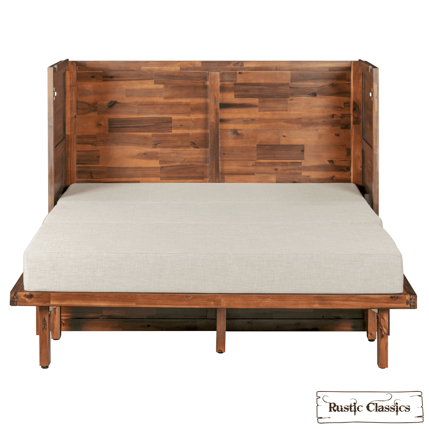 Rustic Classics Murphy Bed Stow Full Size Murphy Bed Cabinet with Gel Memory Foam Mattress - Available in 4 Colours
