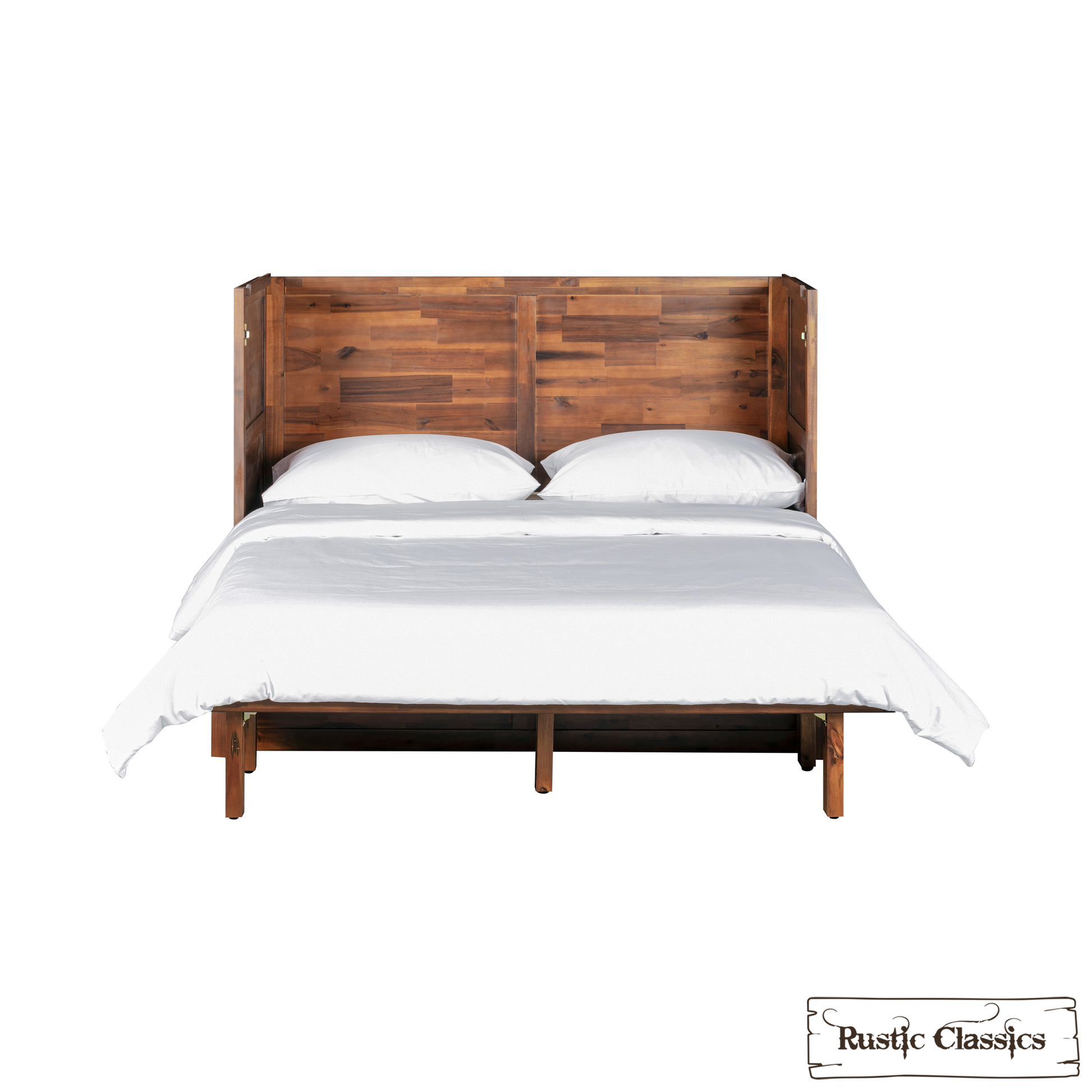 Rustic Classics Murphy Bed Stow Full Size Murphy Bed Cabinet with Gel Memory Foam Mattress - Available in 4 Colours