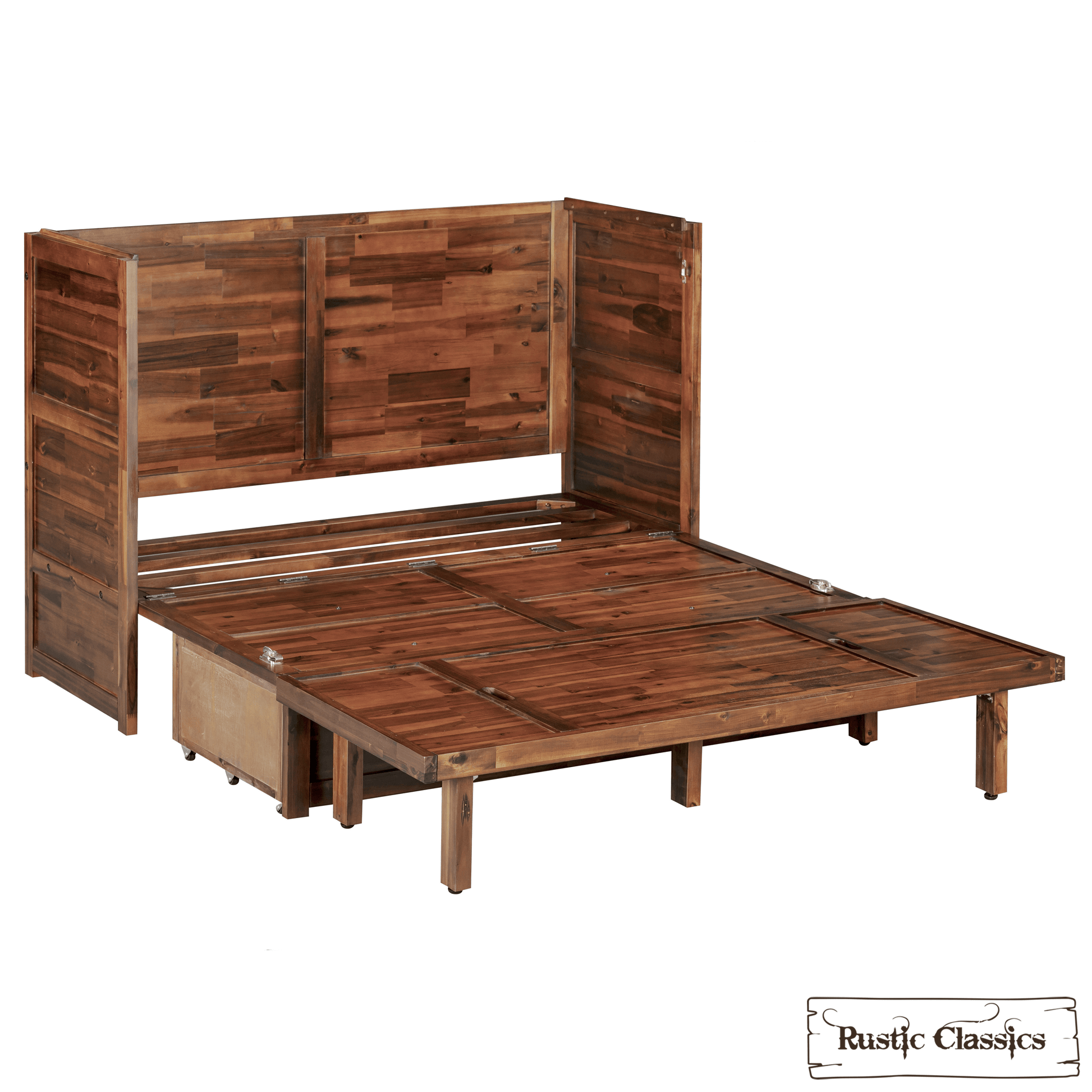Rustic Classics Murphy Bed Stow Full Size Murphy Bed Cabinet with Gel Memory Foam Mattress - Available in 4 Colours
