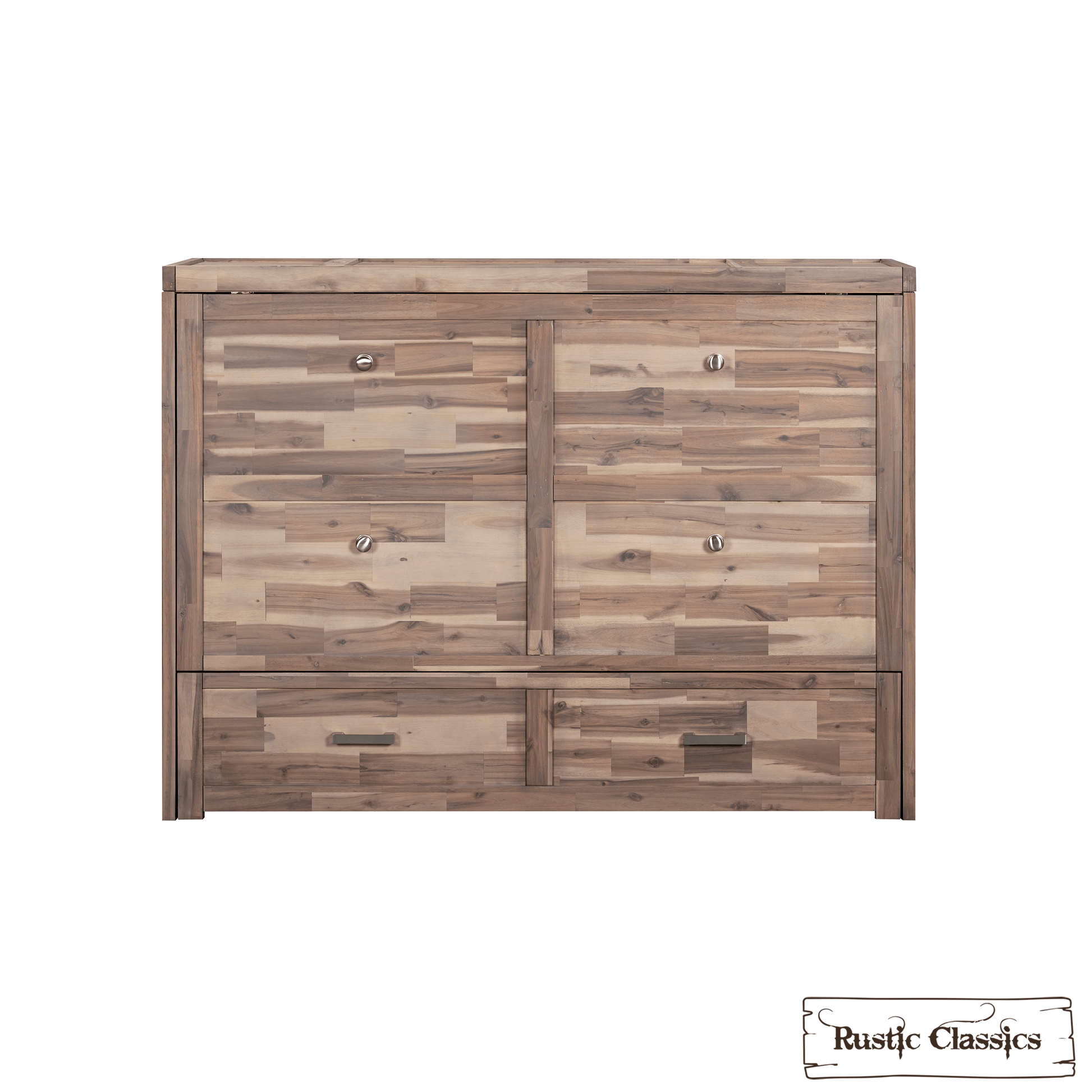 Rustic Classics Murphy Bed Stow Full Size Murphy Bed Cabinet with Gel Memory Foam Mattress - Available in 4 Colours