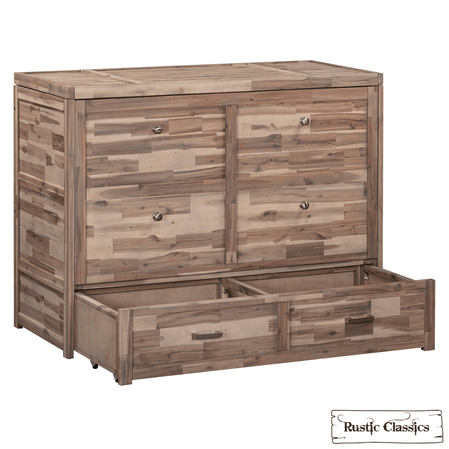 Rustic Classics Murphy Bed Stow Full Size Murphy Bed Cabinet with Gel Memory Foam Mattress - Available in 4 Colours