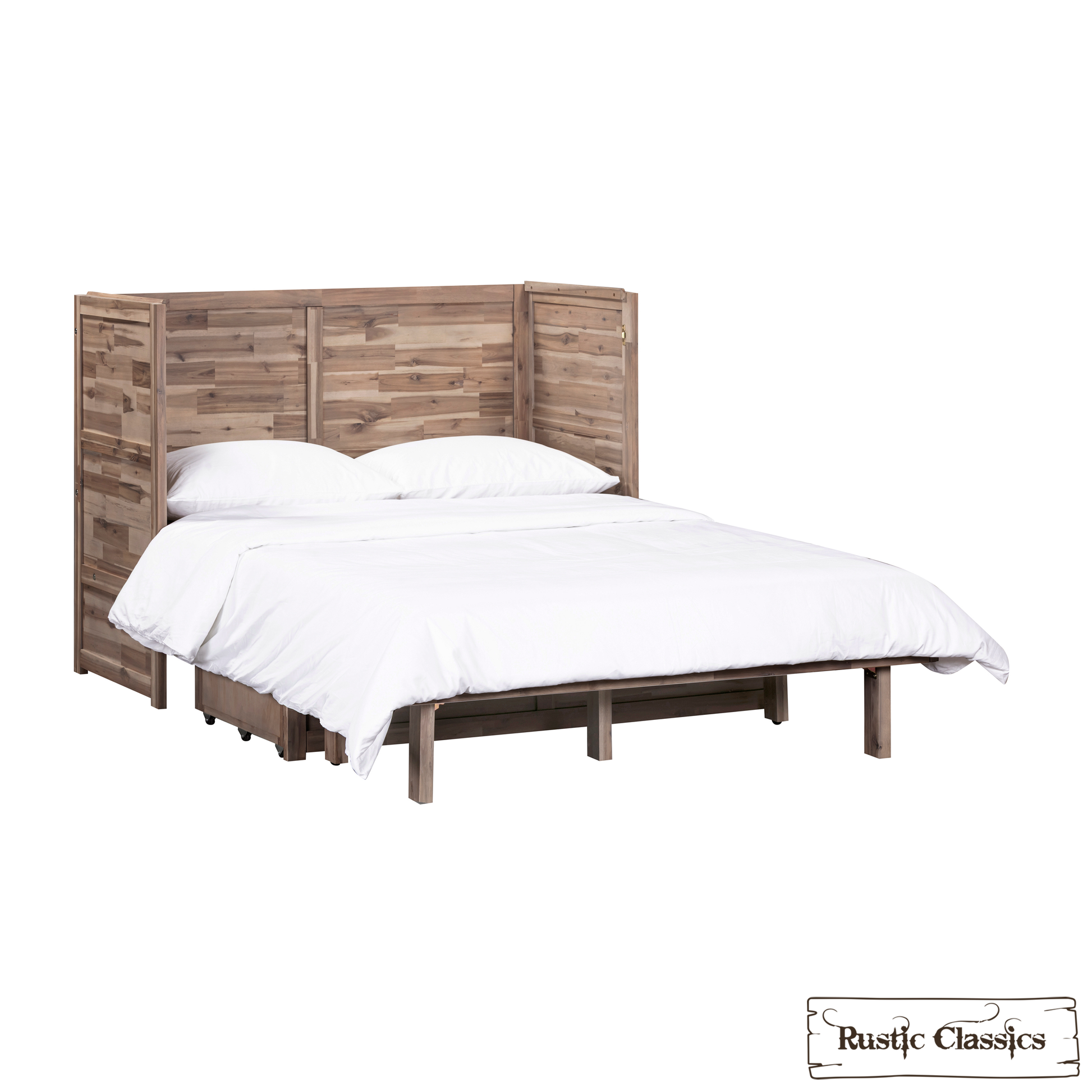 Rustic Classics Murphy Bed Stow Full Size Murphy Bed Cabinet with Gel Memory Foam Mattress - Available in 4 Colours