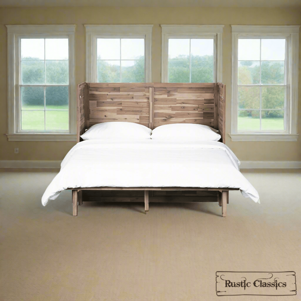 Rustic Classics Murphy Bed Stow Full Size Murphy Bed Cabinet with Gel Memory Foam Mattress - Available in 4 Colours