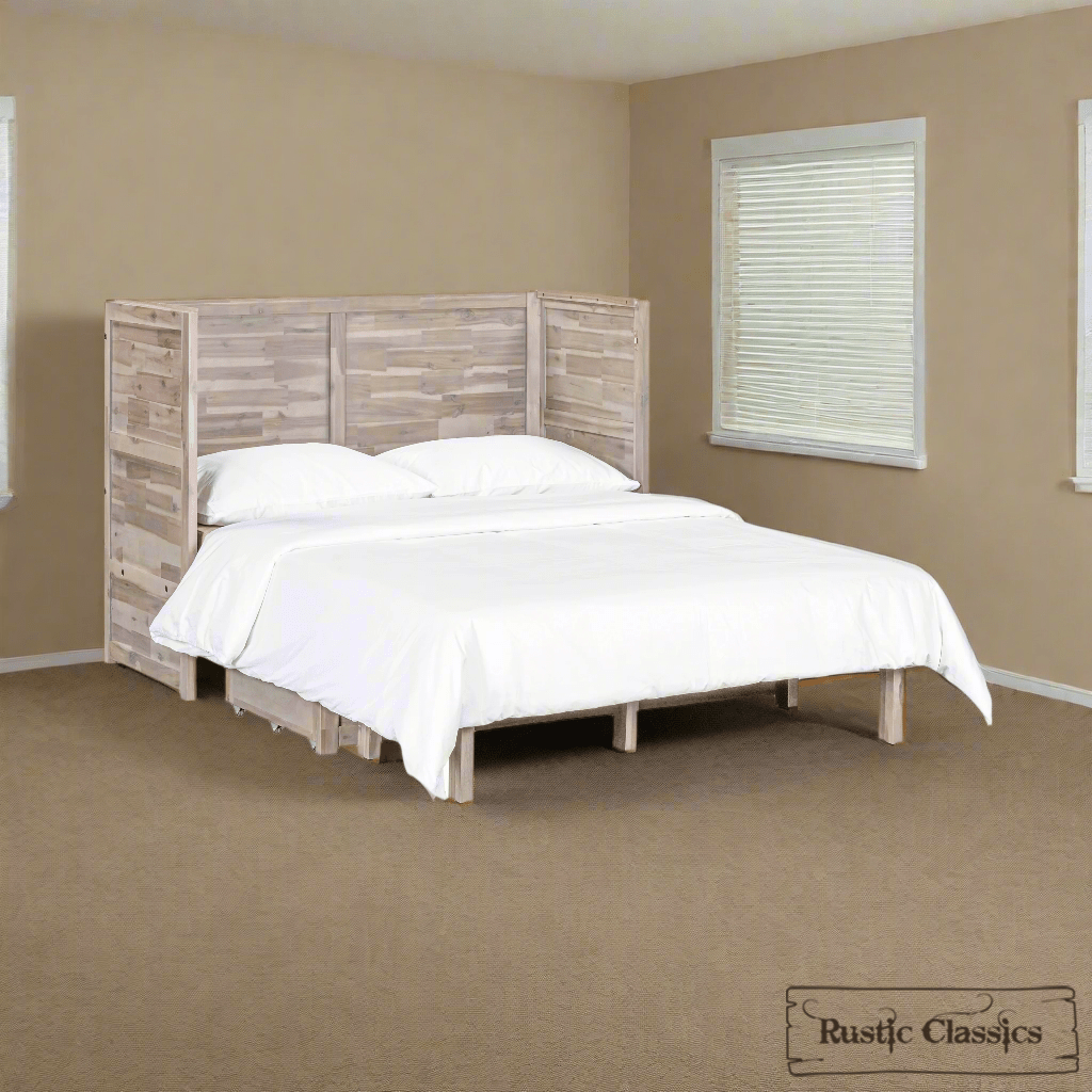 Rustic Classics Murphy Bed Stow Full Size Murphy Bed Cabinet with Gel Memory Foam Mattress - Available in 4 Colours