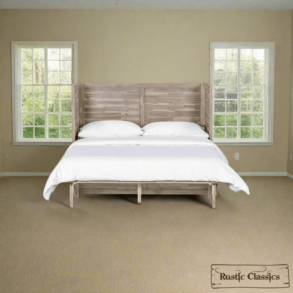 Rustic Classics Murphy Bed Stow Full Size Murphy Bed Cabinet with Gel Memory Foam Mattress - Available in 4 Colours