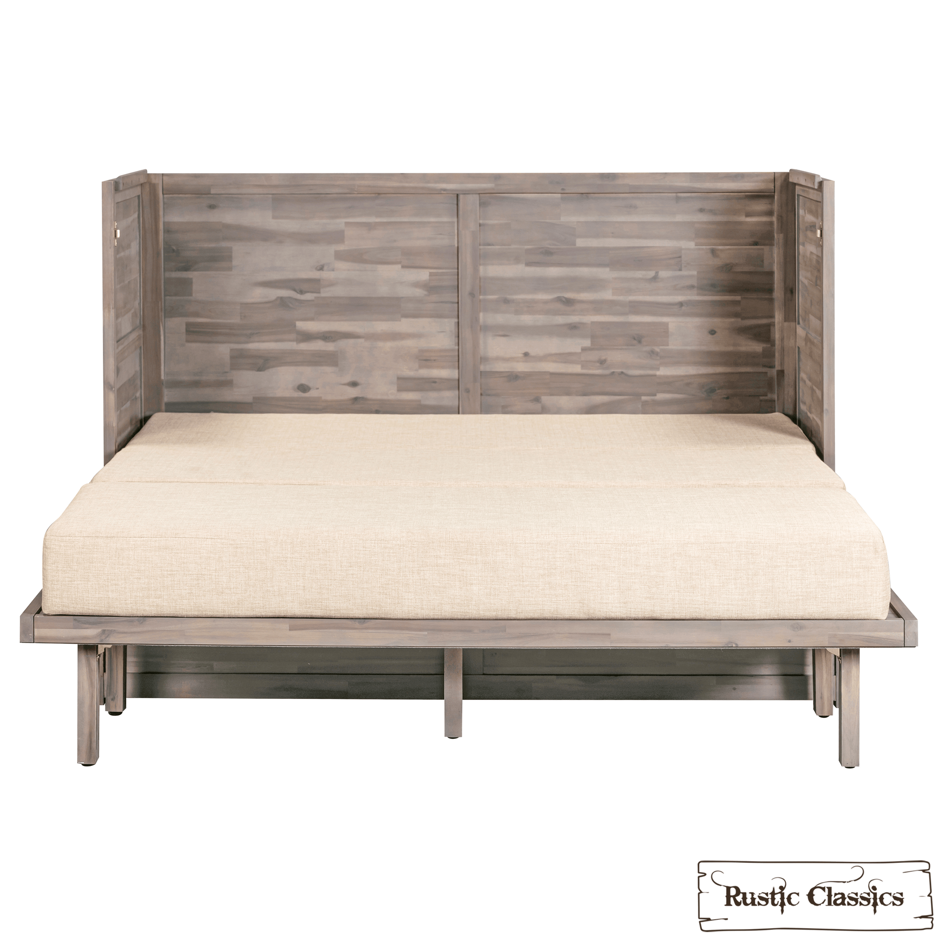 Rustic Classics Murphy Bed Stow Queen Size Murphy Bed Cabinet with Gel Memory Foam Mattress - Available in 4 Colours