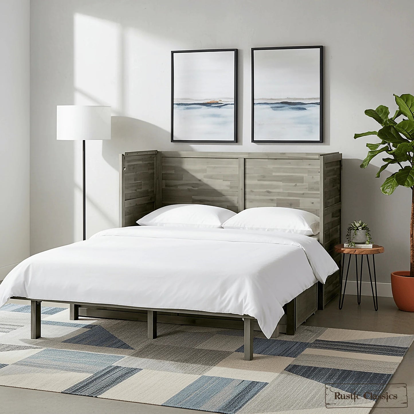 Stow Queen Size Murphy Bed Cabinet with Gel Memory Foam Mattress - Available in 4 Colours