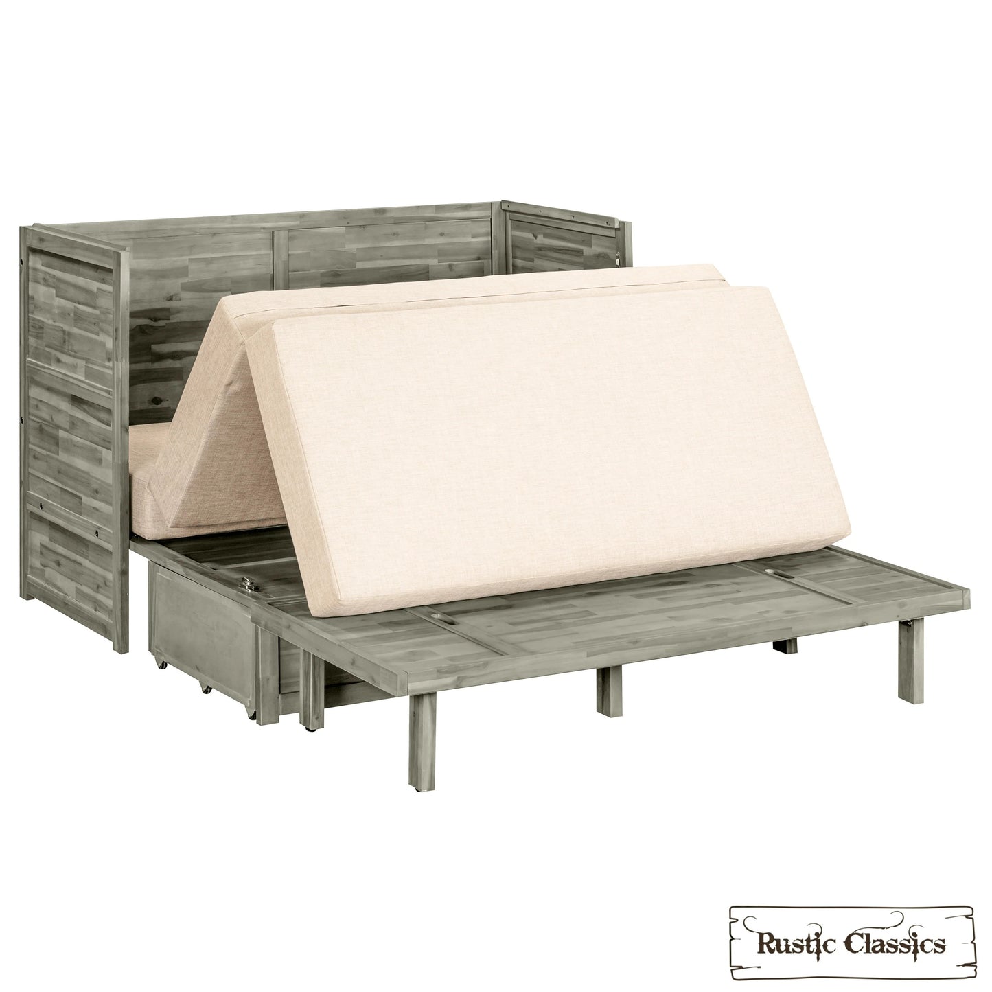 Stow Queen Size Murphy Bed Cabinet with Gel Memory Foam Mattress - Available in 4 Colours