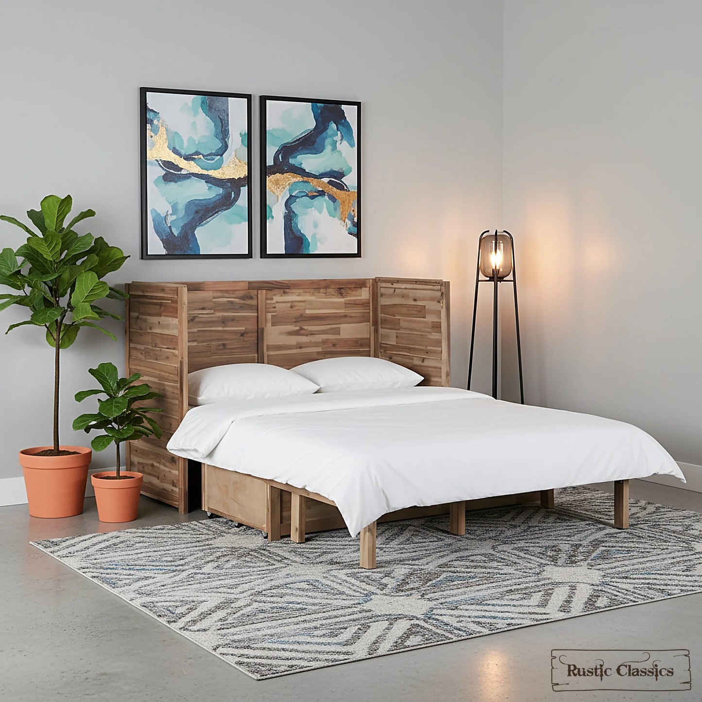 Stow Queen Size Murphy Bed Cabinet with Gel Memory Foam Mattress - Available in 4 Colours