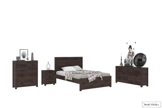 Pending - Rustic Classics Bedroom Set Whistler 4 Piece Reclaimed Wood Platform Bedroom Furniture Set in Brown – Available in 2 Sizes