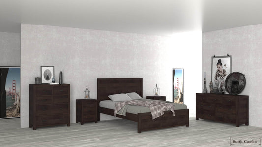 Pending - Rustic Classics Bedroom Set Whistler 5 Piece Reclaimed Wood Platform Bedroom Furniture Set in Brown – Available in 2 Sizes