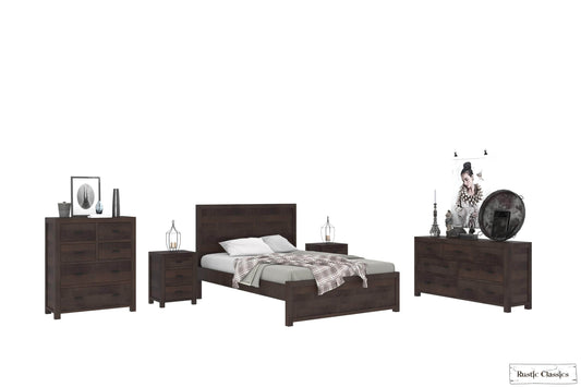 Pending - Rustic Classics Bedroom Set Whistler 5 Piece Reclaimed Wood Platform Bedroom Furniture Set in Brown – Available in 2 Sizes